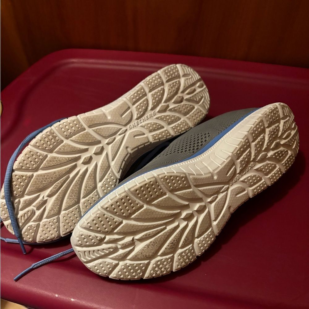 Skechers Gray and Blue Women's Sneakers - Picture 2 of 3